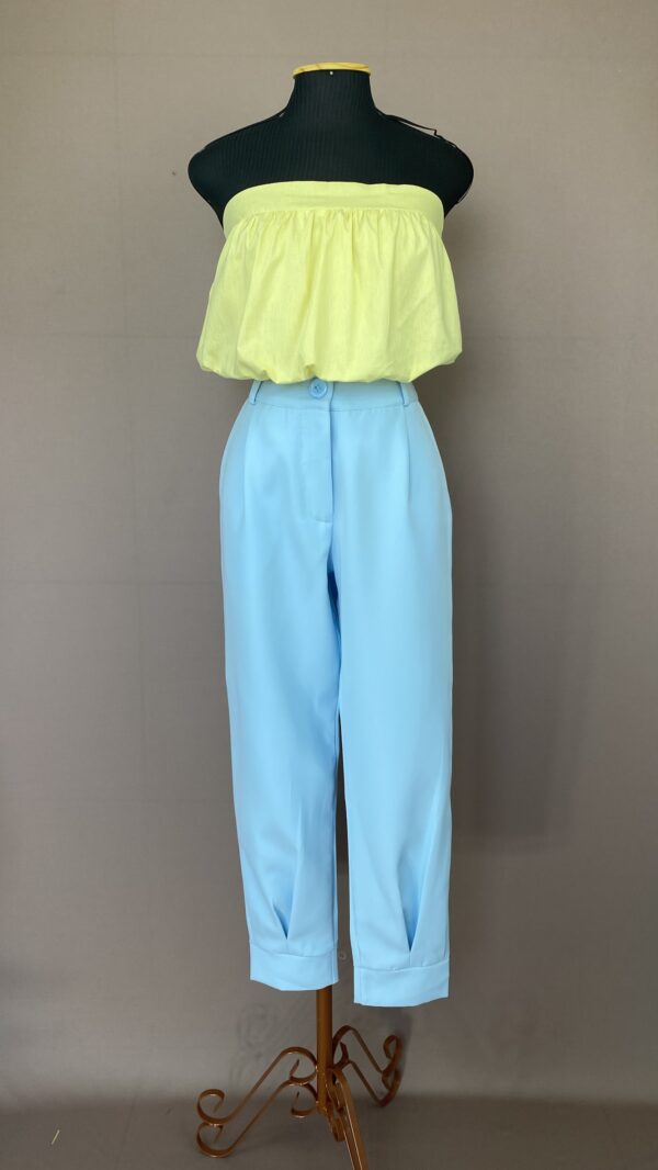 CONJ AZUL TOM PASTEL - CALÇA E COLETE